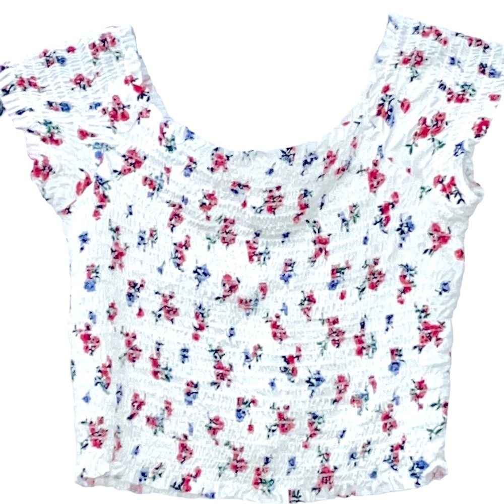 Forever 21 crop top white floral